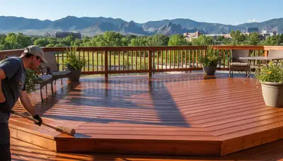 Professional deck staining in Fort Collins CO enhancing wood grain and protecting against sun and moisture