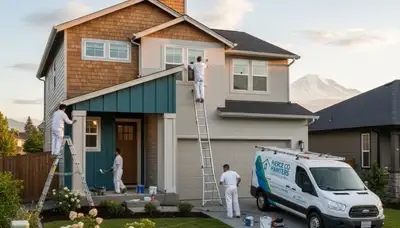 Fort Collins, CO house painting crew preparing a home exterior for professional painting service