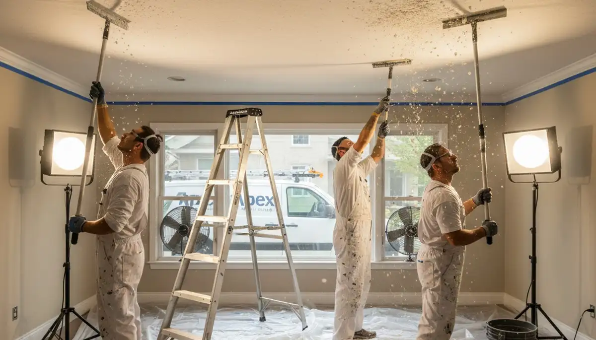 Professional popcorn ceiling removal by expert painters in Fort Collins, CO home interior