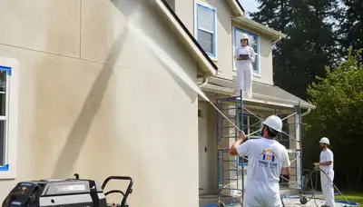 Professional pressure washing home exterior in Fort Collins, CO by expert house painters