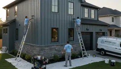 Professional siding painting on Fort Collins CO home exterior by expert local house painters