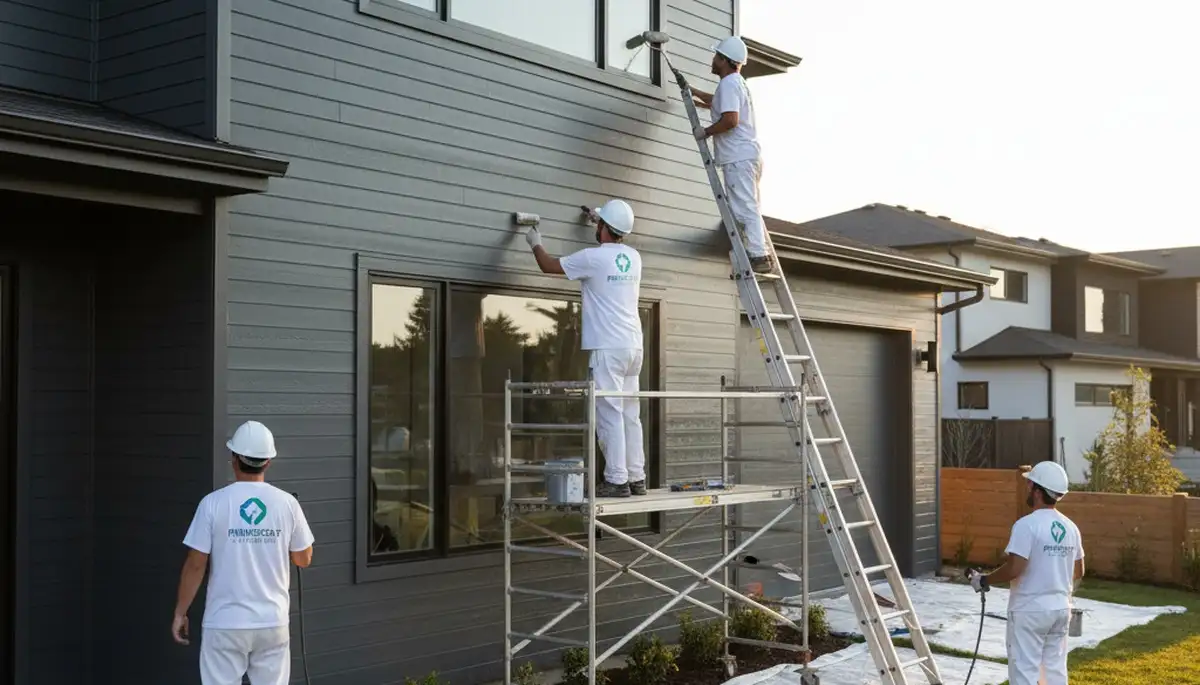 Professional siding painting on a Fort Collins CO home by local exterior house painters