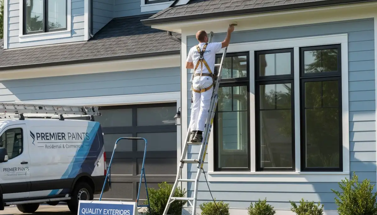 Professional trim and fascia painting on a Fort Collins CO home by expert house painters