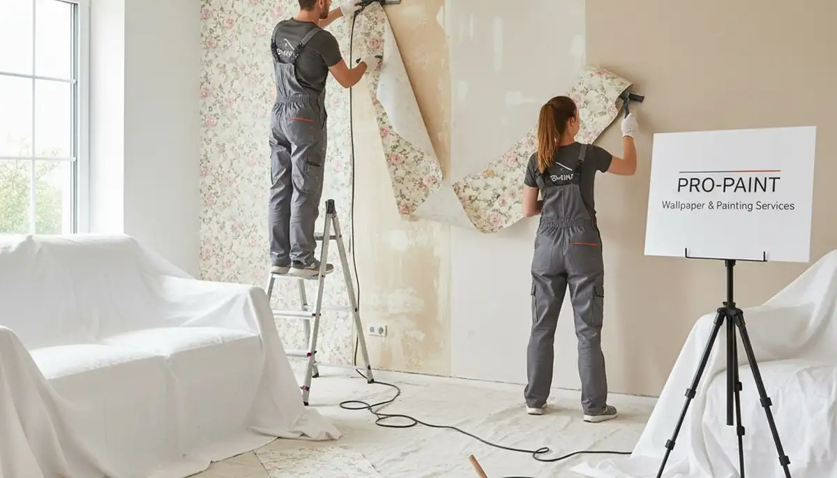 Professional wallpaper removal and wall prep in Fort Collins, CO home by expert painting crew